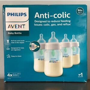 Philips AVENT Anti-Colic Baby Bottles 9oz 4-Pack AirFree Vent 1m+